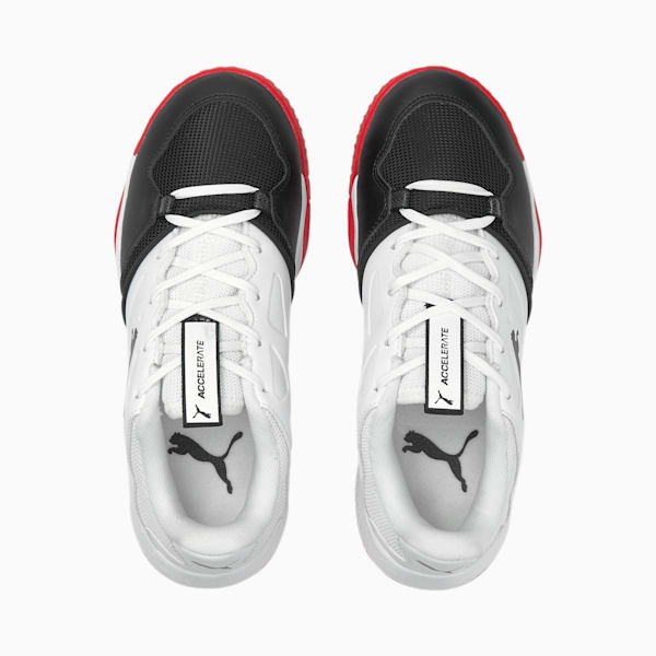 Accelerate Turbo Youth Handball Shoes, Puma White-Puma Black-High Risk Red