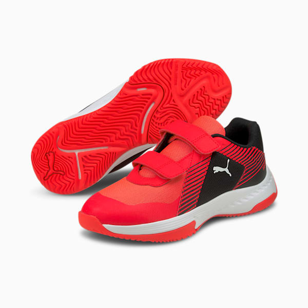 Varion V Youth Indoor Sports Shoes, Red Blast-Puma White-Puma Black
