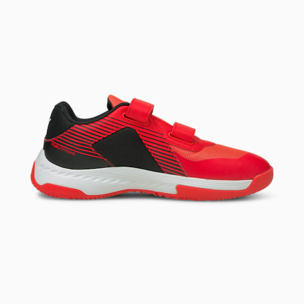 Varion V Youth Indoor Sports Shoes, Red Blast-Puma White-Puma Black, extralarge-GBR