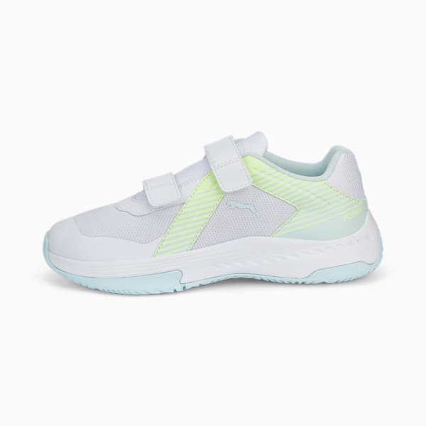 Varion V Youth Indoor Sports Shoes, Puma White-Nitro Blue-Fizzy Light