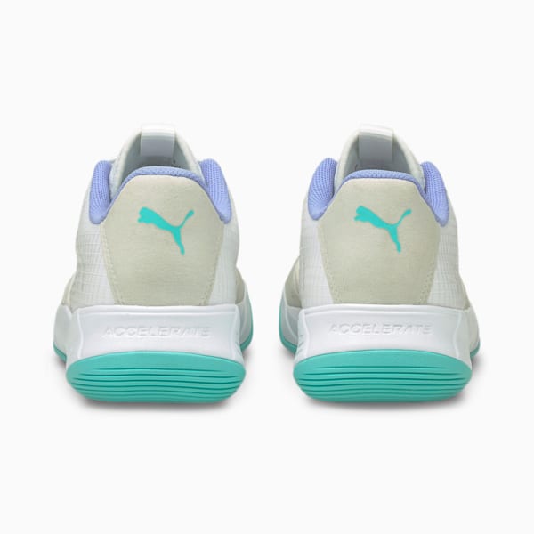 Accelerate Pro W+ Women's Handball Shoes, Puma White-Elektro Aqua-Elektro Purple, extralarge-GBR