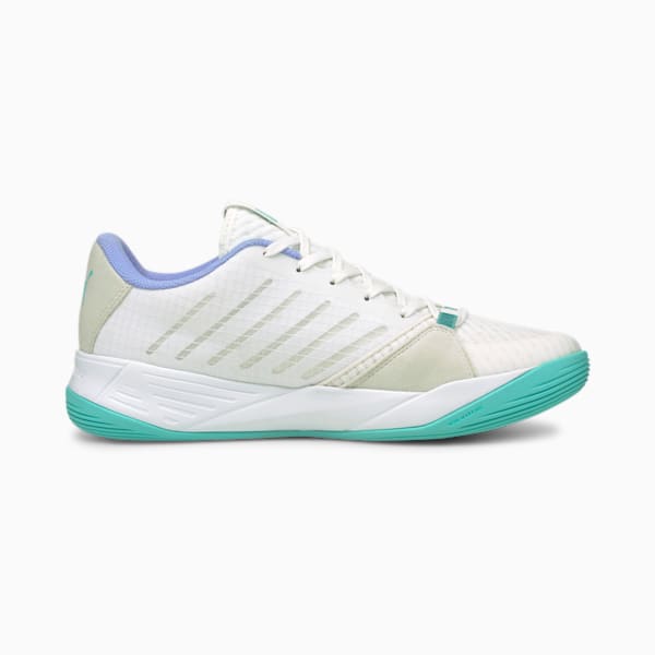 Accelerate Pro W+ Women's Handball Shoes, Puma White-Elektro Aqua-Elektro Purple, extralarge-GBR