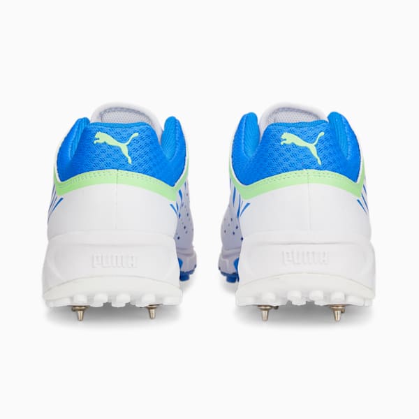 PUMA Spike 22.1 Unisex Cricket Shoes, Puma White-Elektro Green-Bluemazing, extralarge-IND