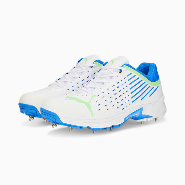 Spike 22.1 Cricket Shoes, Puma White-Elektro Green-Bluemazing, extralarge-IND