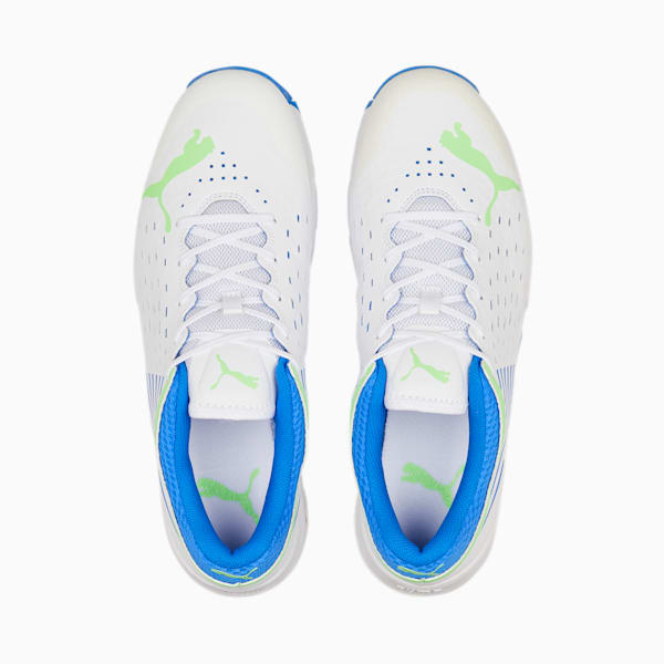 PUMA Spike 22.1 Unisex Cricket Shoes, Puma White-Elektro Green-Bluemazing, extralarge-IND