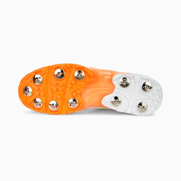PUMA Spike 22.1 Unisex Cricket Shoes, PUMA White-Ultra Orange-Fast Yellow, extralarge-IND