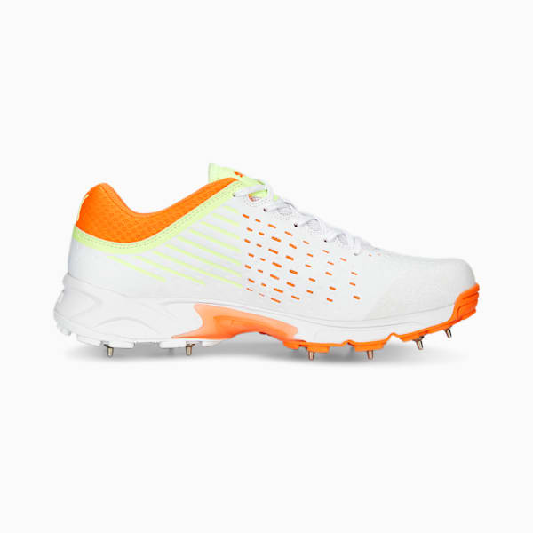 PUMA Spike 22.1 Unisex Cricket Shoes, PUMA White-Ultra Orange-Fast Yellow, extralarge-IND