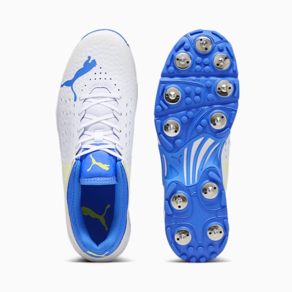 PUMA Spike 22.1 Unisex Cricket Shoes, PUMA White-Ultra Blue-Yellow Blaze, extralarge-AUS