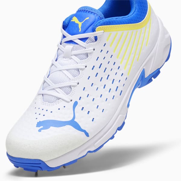 PUMA Spike 22.1 Unisex Cricket Shoes, PUMA White-Ultra Blue-Yellow Blaze, extralarge-AUS