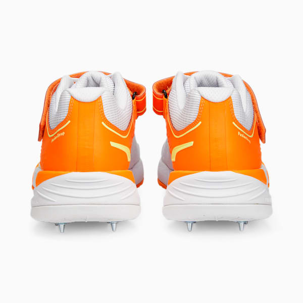 PUMA Bowling 22.1 Unisex Cricket Shoes, PUMA White-Ultra Orange-Fast Yellow, extralarge-IND