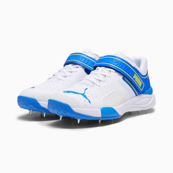 PUMA Bowling 22.1 Unisex Cricket Shoes, PUMA White-Ultra Blue-Yellow Blaze, extralarge-IND