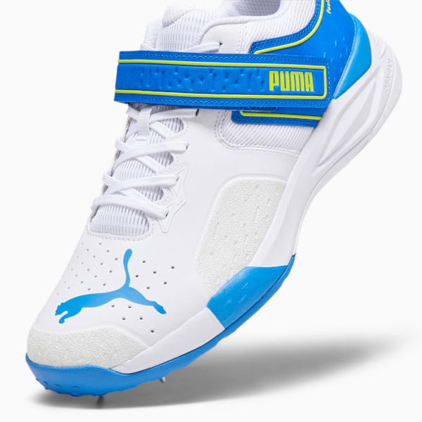 Bowling 22.1 Cricket Shoes, PUMA White-Ultra Blue-Yellow Blaze, extralarge-IND