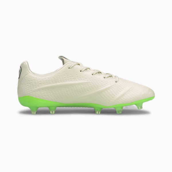 King Platinum 21 VGN FG/AG Men's Soccer Cleats, Ivory Glow-Puma Black-Green Glare, extralarge