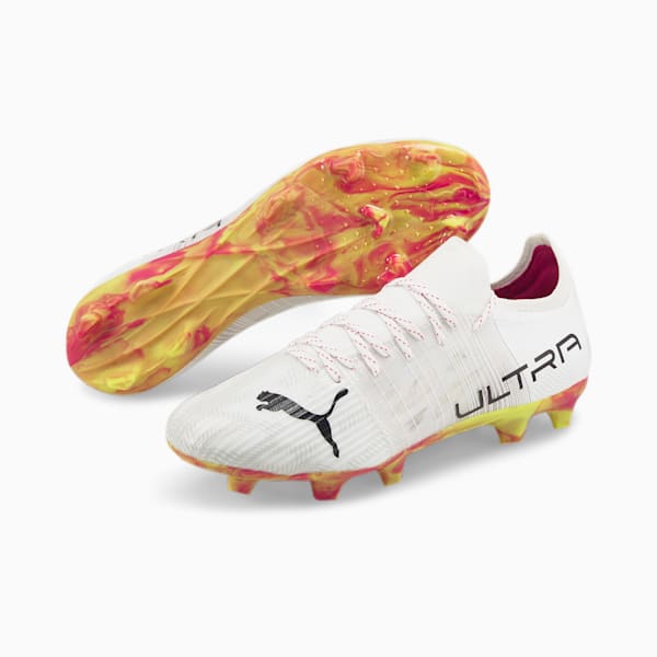ULTRA 3.4 FG/AG Men's Football Boots, Puma White-Puma Black-Yellow Alert, extralarge-IND