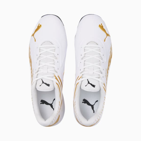 PUMA x one8 22 FH Rubber Unisex Cricket Shoes, Puma White-Gold-Puma Black, extralarge-IND