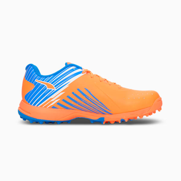 PUMA 22 FH Rubber Unisex Cricket Shoes, Neon Citrus-Puma White-Bluemazing