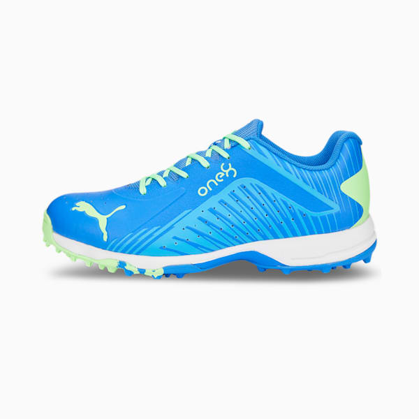 PUMA x one8 22 FH Rubber Unisex Cricket Shoes, Bluemazing-Elektro Green-Puma White, extralarge-IND