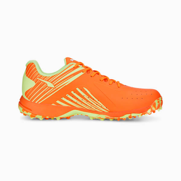 PUMA x one8 22 FH Rubber Unisex Cricket Shoes, Ultra Orange-Fast Yellow, extralarge-IND
