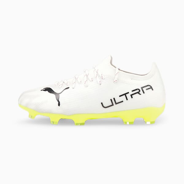 ULTRA 2.4 FG/AG Youth Football Boots, Puma White-Puma Black-Yellow Alert