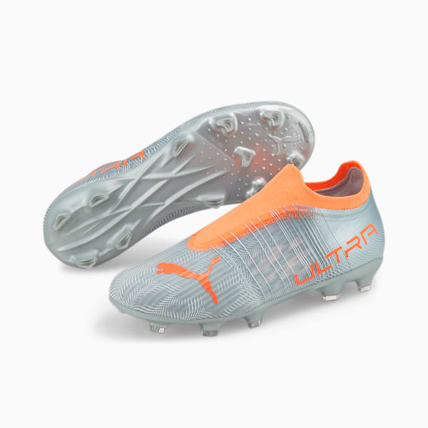ULTRA 3.4 FG/AG Youth Football Boots, Diamond Silver-Neon Citrus