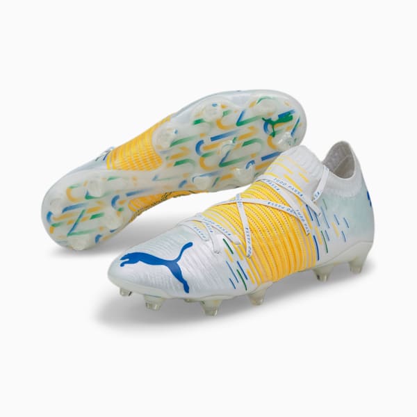 Neymar Jr FUTURE Z 1.1 FG/AG Men's Soccer Cleats, Jelly Bean-ULTRA YELLOW-Electric Blue Lemonade-Puma White, extralarge