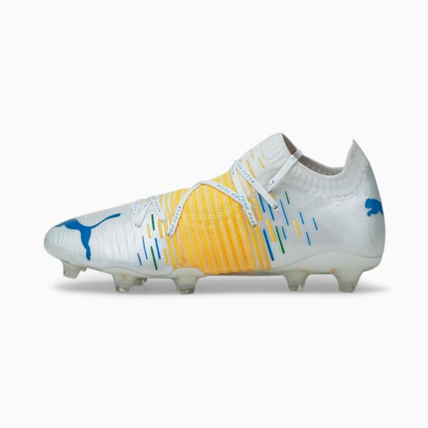 Neymar Jr FUTURE Z 1.1 FG/AG Men's Soccer Cleats, Jelly Bean-ULTRA YELLOW-Electric Blue Lemonade-Puma White, extralarge