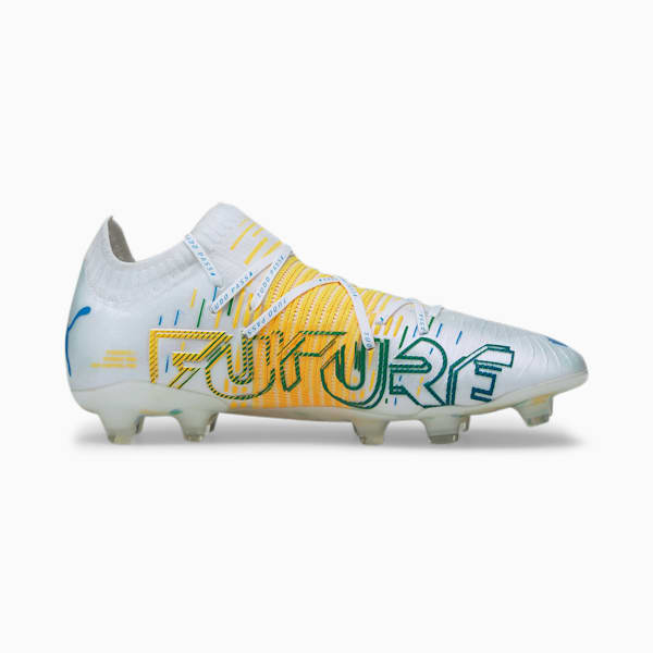 Neymar Jr FUTURE Z 1.1 FG/AG Men's Soccer Cleats, Jelly Bean-ULTRA YELLOW-Electric Blue Lemonade-Puma White, extralarge