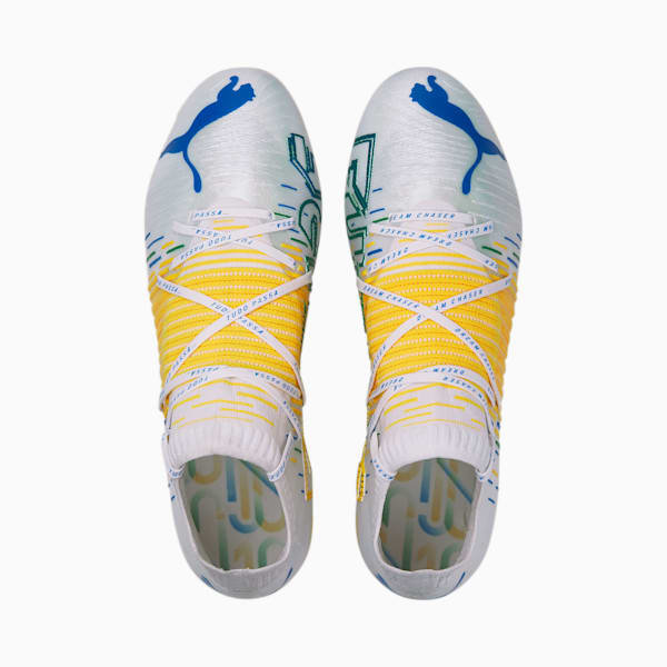 Neymar Jr FUTURE Z 1.1 FG/AG Men's Soccer Cleats, Jelly Bean-ULTRA YELLOW-Electric Blue Lemonade-Puma White, extralarge