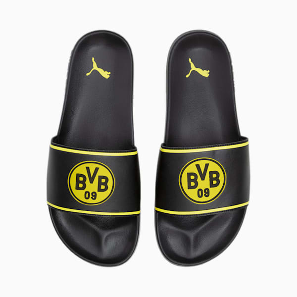 BVB Leadcat 2.0 Unisex Slides, Puma Black-Cyber Yellow, extralarge-IND