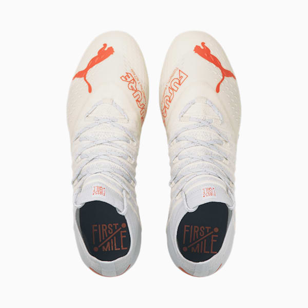 PUMA x FIRST MILE FUTURE 1.3 FG/AG Men's Football Boots, Pristine-Firelight-Arctic Ice, extralarge