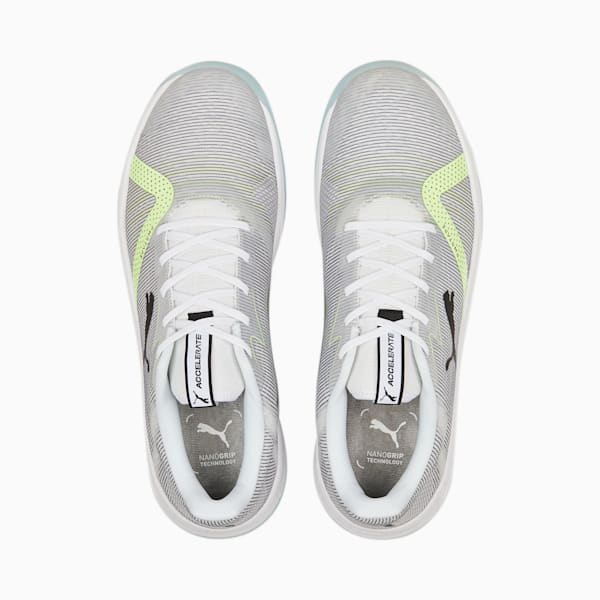Accelerate Turbo Nitro II Handball Shoes, Puma White-Puma Black-Fizzy Light-Nitro Blue, extralarge-GBR