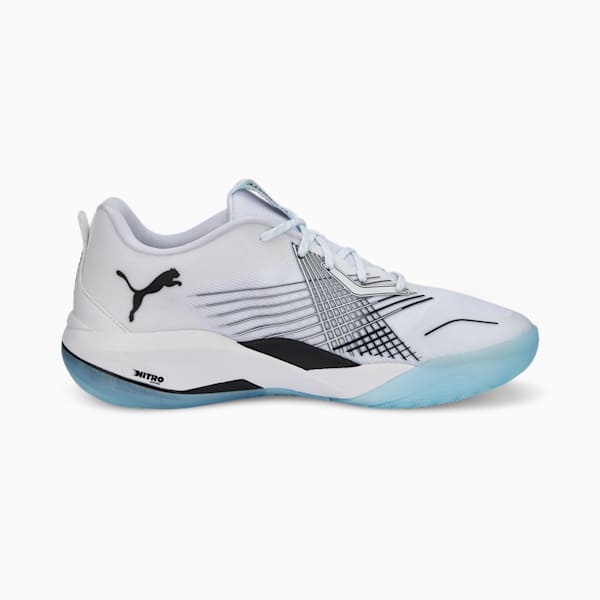 Zapatos deportivos Eliminate Power NITRO™ II Racquet de hombre, Puma White-Puma Black-Nitro Blue, extragrande