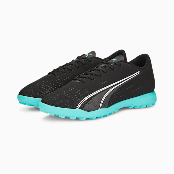 ULTRA PLAY Men's Football Turf Trainers, Puma Black-Puma White-Elektro Aqua, extralarge-IND