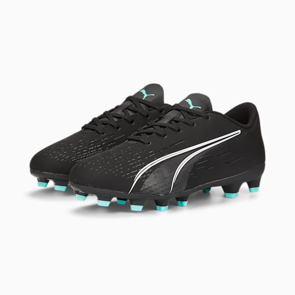 Ultra Play FG/AG Youth Football Boots, Puma Black-Puma White-Elektro Aqua, extralarge-AUS