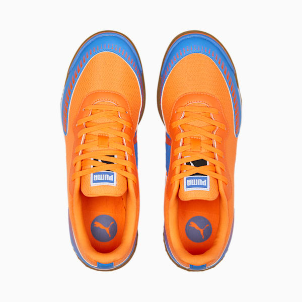 Pressing III Unisex Indoor Court Shoes, Ultra Orange-PUMA White-Blue Glimmer, extralarge-IND