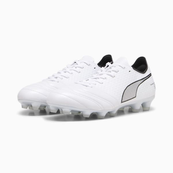 メンズ プーマ キングミライ HG/AG サッカー スパイク, PUMA White-PUMA Silver-PUMA Black, extralarge-JPN