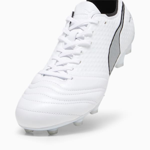 メンズ プーマ キングミライ HG/AG サッカー スパイク, PUMA White-PUMA Silver-PUMA Black, extralarge-JPN