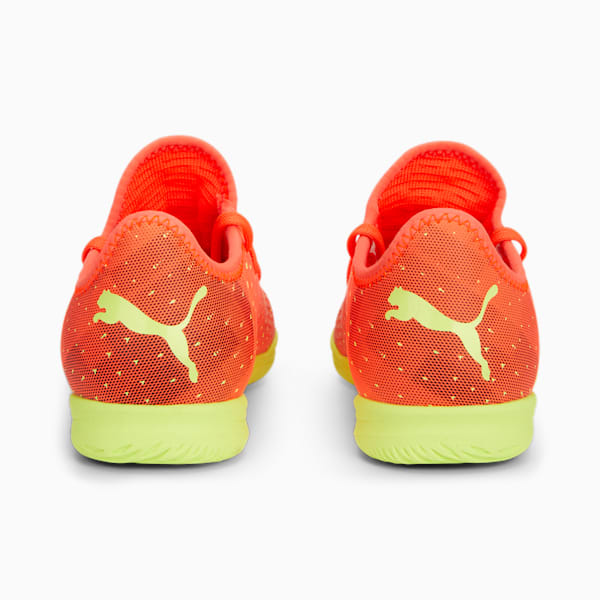 FUTURE 4.4 Youth Indoor Turf Football Boots, Fiery Coral-Fizzy Light-Puma Black-Salmon, extralarge-IND