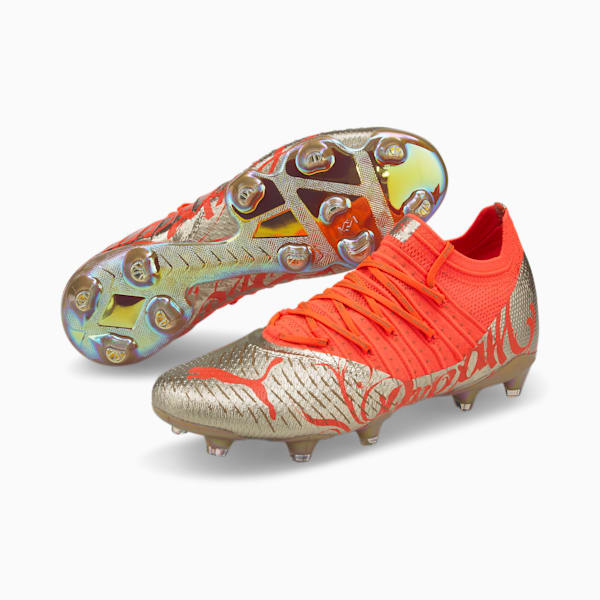 FUTURE 1.4 Neymar Jr Player's Edition FG/AG Men's Soccer Cleats, Fiery Coral-Gold