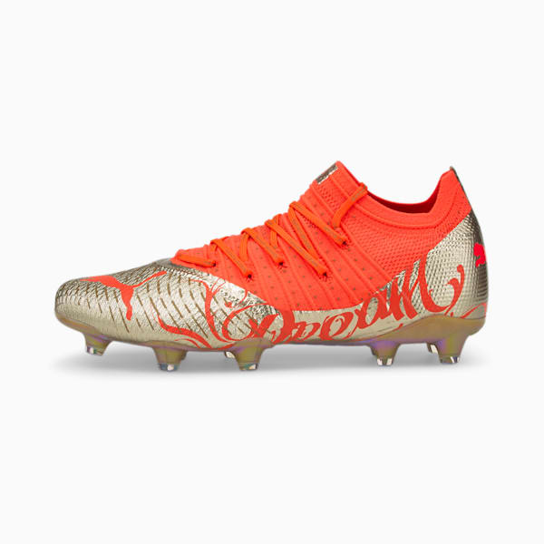 Botines de fútbol edición de jugador Neymar Jr FG/AG FUTURE 1.4 para hombre, Fiery Coral-Gold