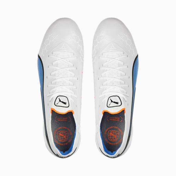 KING ULTIMATE FG/AG Football Boots, PUMA White-PUMA Black-Blue Glimmer-Ultra Orange