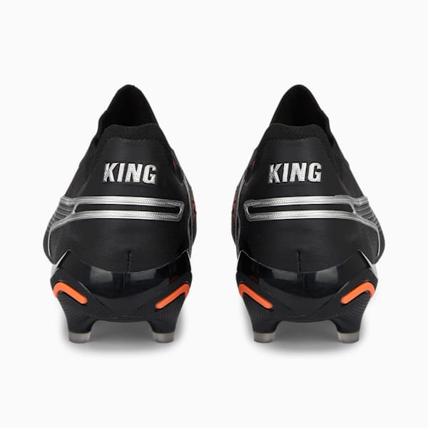 KING ULTIMATE FG/AG Men's Soccer Cleats, PUMA Black-Silver-Ultra Orange, extralarge