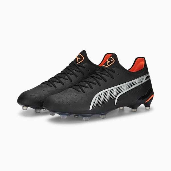 Chaussures de soccer avec crampons KING ULTIMATE FG/AG, PUMA Black-Silver-Ultra Orange, extralarge