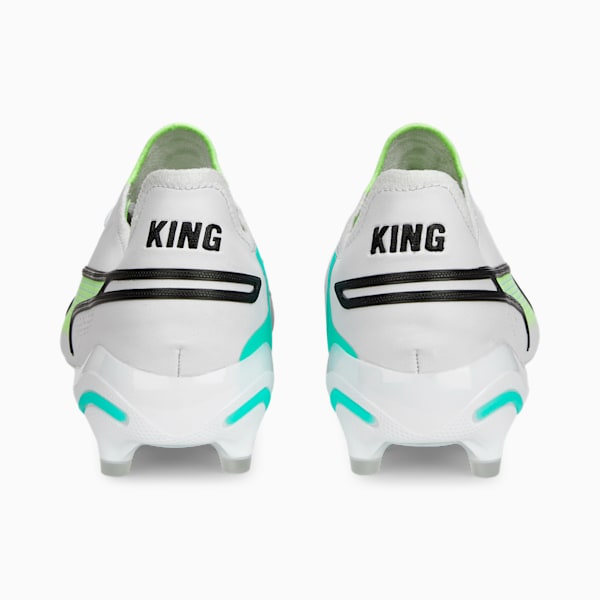 KING ULTIMATE FG/AG Men's Soccer Cleats, PUMA White-PUMA Black-Fast Yellow-Electric Peppermint, extralarge