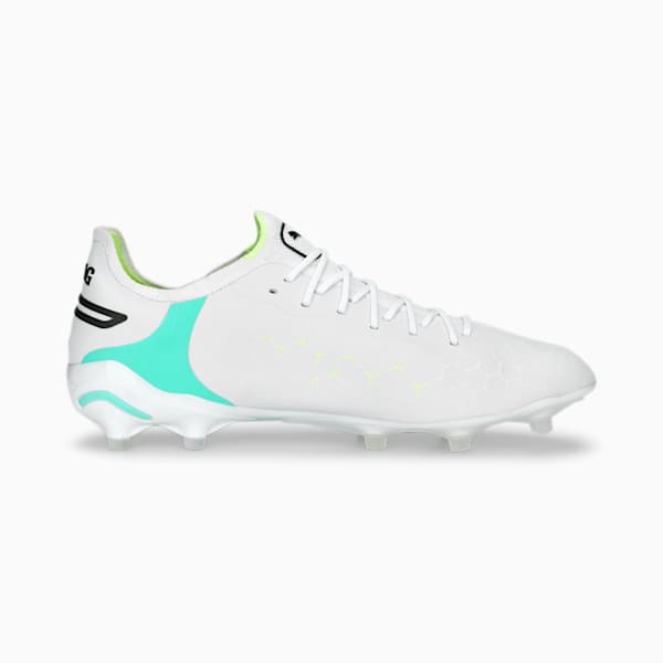 KING ULTIMATE Unisex Football Boots, PUMA White-PUMA Black-Fast Yellow-Electric Peppermint, extralarge-AUS