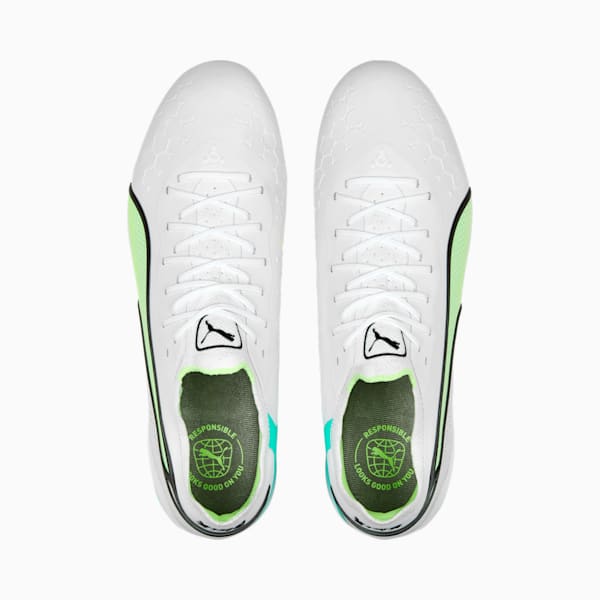 KING ULTIMATE Unisex Football Boots, PUMA White-PUMA Black-Fast Yellow-Electric Peppermint, extralarge-IND