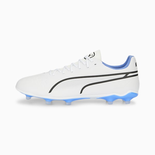 KING PRO Unisex Football Boots, PUMA White-PUMA Black-Blue Glimmer-Ultra Orange, extralarge-IDN