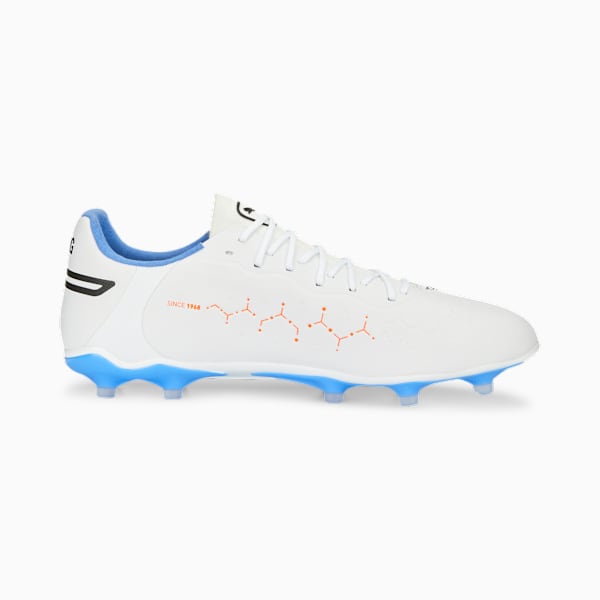 KING PRO Football Boots, PUMA White-PUMA Black-Blue Glimmer-Ultra Orange, extralarge-IND
