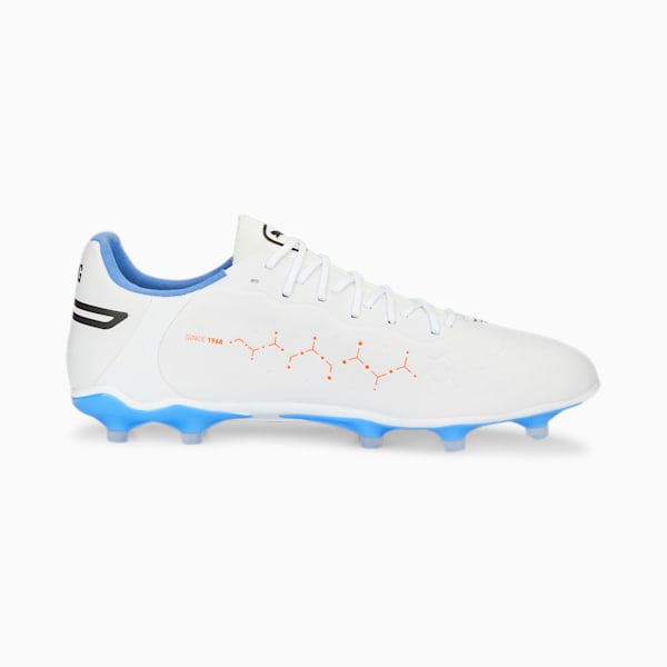 KING PRO Unisex Football Boots, PUMA White-PUMA Black-Blue Glimmer-Ultra Orange, extralarge-IND