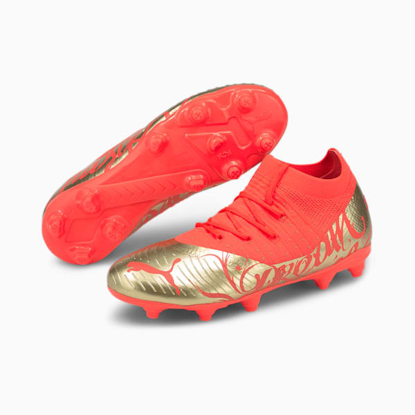 Neymar Jr FUTURE 3.4 FG/AG Football Boots Youth, Fiery Coral-Gold